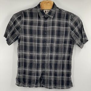 Vintage Silk Circa‎ 1969 Mens Black White Short Sleeve Button Up Size XLarge
